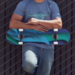 Golven van verschillende kleuren van blauw naar gr skateboard
