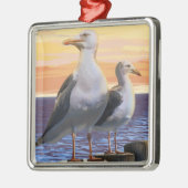 Golven van Zee van oregonkusten Metalen Ornament (Links)