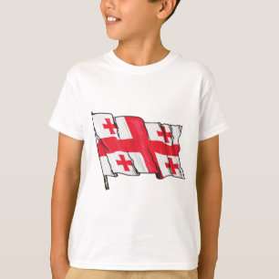 Golven voerende Georgische vlag rood en wit vijf k T-shirt