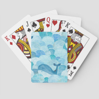 Golven, walvis, kinderachtig blauwe textuur pokerkaarten