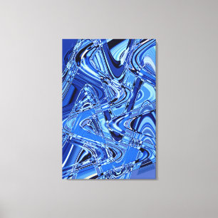 golven wegen in blauw canvas afdruk