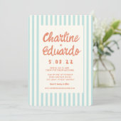 Golvend Blauw en Rood Handschrift Bruiloft QR Code Kaart (Staand voorkant)