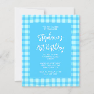 Golvend Blauw Zomer Gingham Krachtig 21e Verjaarda