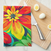 Golvend bloemexpressionistisch ontwerp theedoek (Quarter Fold)