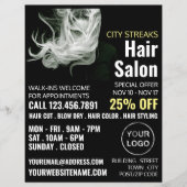 Golvend blond haar, kapper, kapsalon advertentie flyer (Voorkant)