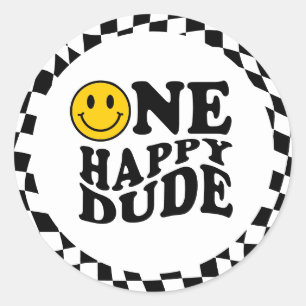 golvend geruite preppy glimlach een gelukkige kere ronde sticker