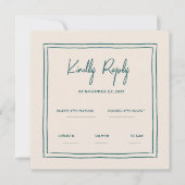 Golvend groen handschrift retro bruiloft RSVP Kaart (Voorkant)