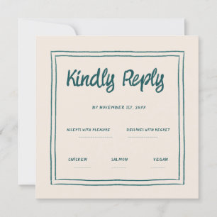Golvend groen handschrift retro bruiloft RSVP Kaart