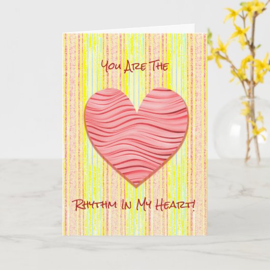 Golvend Hart Liefde Ritme Vrolijkheid Valentijnska Kaart (Gele Bloem)