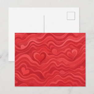 Golvend Hartpatroon Wenskaart Retro Liefde Briefkaart
