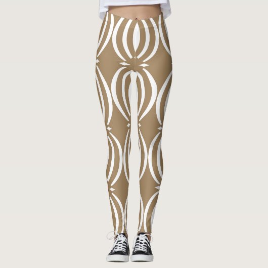  golvend lijnen geometrisch ontwerp leggings (Voorkant)