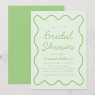 Golvend Modern Curvy Retro Sage Groen Vrijgezellen Kaart