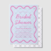 Golvend modern rond retro roze blauwe bruidsdouche vellum uitnodigingen (Offset (Uitnodiging))