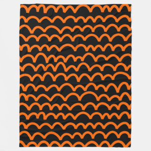 Golvend patroon - Oranje op zwart Fleece Deken