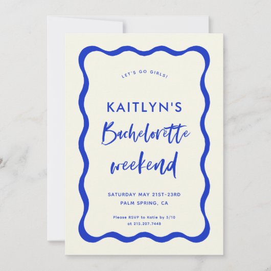 Golvend Retro Blauw Bruidsfeest Itinerarium Kaart (Voorkant)