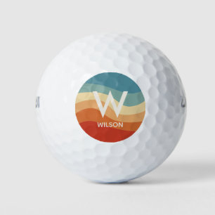 Golvend Retro Gestreept Monogram Persoonlijk Golfballen