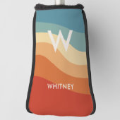 Golvend Retro Gestreept Monogram Persoonlijk Golfheadcover (Draai 90)