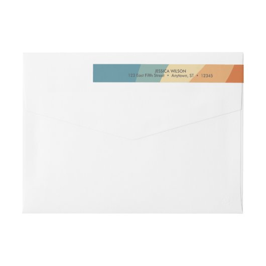 golvend retro gestreepte monogram retouradres (Achterkant)