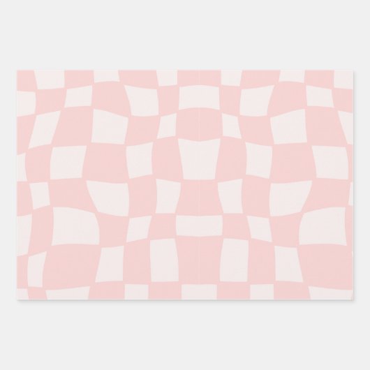 Golvend roze en paars geruit patroon  inpakpapier vel (Voorkant)