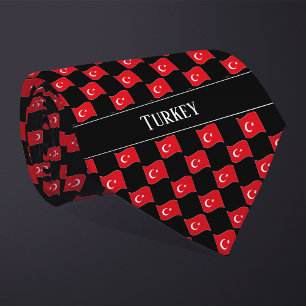 Golvend Turkije Vlag Patroon Stropdas