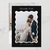 Golvend zwart-wit foto W Note bruiloft Bedankkaart (Voorkant / Achterkant)