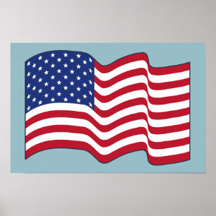 Golvende Amerikaanse vlag kunstposter Poster