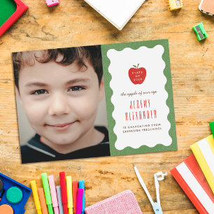 Golvende Appel Preschool Afstudeerfoto Aankondigin Save The Date
