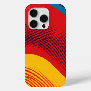 Golvende banden in primaire kleuren met texturen iPhone 15 pro case