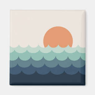 Golvende blauwe oceaan bij zonsondergang magneet