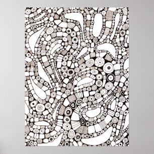 Golvende Bochtige Cirkels Vierkant Abstracte Lijnt Poster