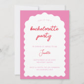 Golvende boog roze en rood modern vrijgezellenweek kaart (Voorkant)