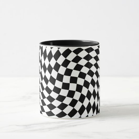 Golvende Checkered Zwart-wit Optische Illusie Mok (Midden)