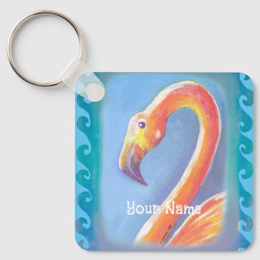 Golvende Flamingo Sleutelhanger (Voorkant)