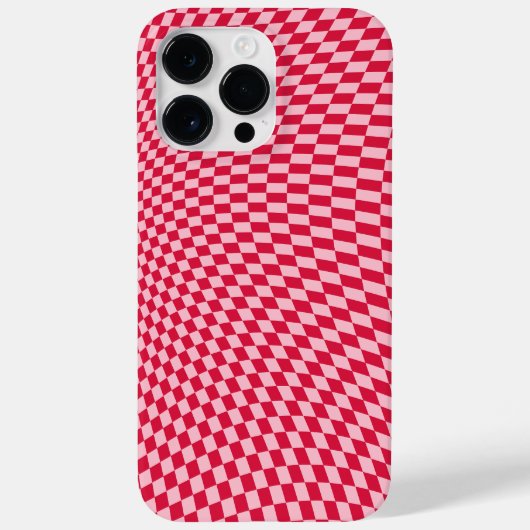 Golvende geruite karmozijnrode kersen verwrongen e Case-Mate iPhone case (Achterkant)