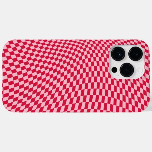 Golvende geruite karmozijnrode kersen verwrongen e Case-Mate iPhone case (Achterkant (horizontaal))