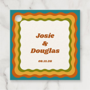 golvende grens retro jaren '70  esthetische bruilo bedankjes labels