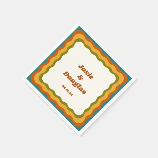 golvende grens retro jaren '70 esthetische bruilo servet (Hoek)