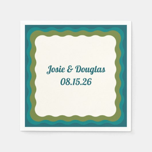 golvende grens retro jaren '70 esthetische bruilo servet (Voorkant)