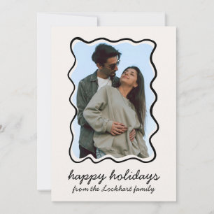 golvende hand getrokken funky grillige rand foto feestdagenkaart