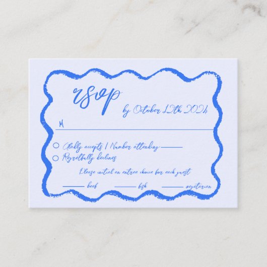 Golvende hand getrokken krabbel Squiggle RSVP brui Informatiekaartje (Voorkant)