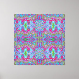 Golvende Hemelblauwe Meerkleurige Trippy Patroon Canvas Afdruk