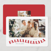 Golvende Kerstkaart - rood en wit (Voorkant / Achterkant)