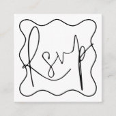 Golvende lijn Border Script QR Code Bruiloft RSVP Informatiekaartje (Voorkant)