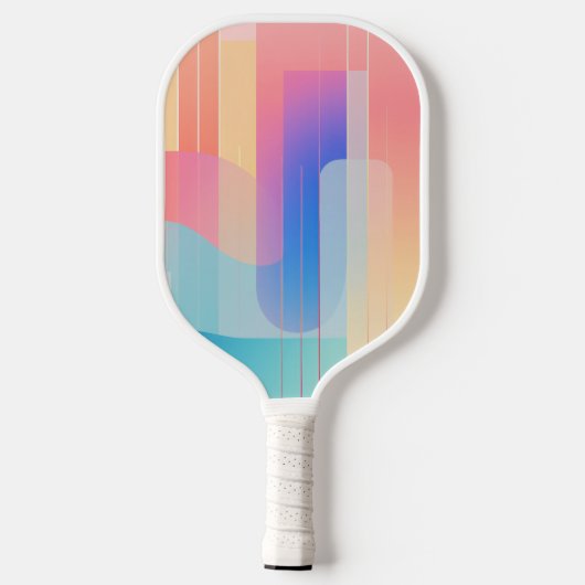 Golvende lijnen en vormen in pastels pickleball paddle (Achterkant)