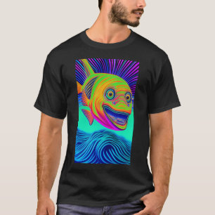 golvende lijnen grote ogen vis onder water lacht m t-shirt
