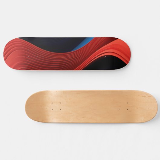Golvende lineaire vormen in rood en blauw skateboard (Horizontaal)