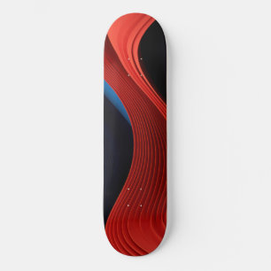 Golvende lineaire vormen in rood en blauw skateboard