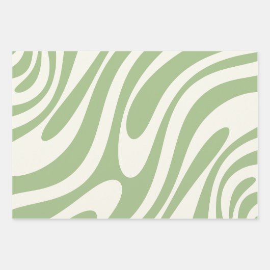 Golvende Lussen Retro Abstract Patroon in Lichte W Inpakpapier Vel (Voorkant)