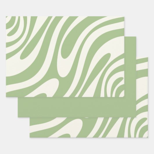 Golvende Lussen Retro Abstract Patroon in Lichte W Inpakpapier Vel (Set)