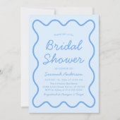 Golvende Modern Curvy Bold Squiggle Blue Vrijgezel Kaart (Voorkant)